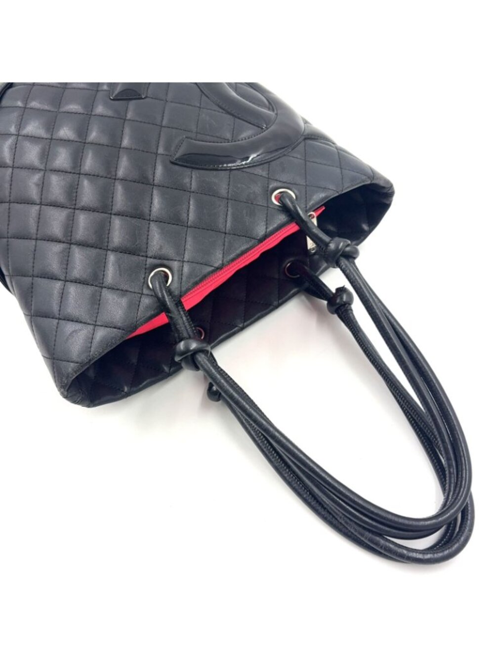 Chanel Cambon Line Leather Enamel Black Tote Silver - Picture 5 of 15